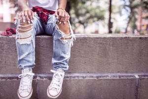 chucks and ripped jeans